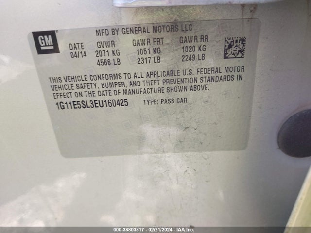 Chevrolet MALIBU 2LT 2014 1G11E5SL3EU160425 Image 9