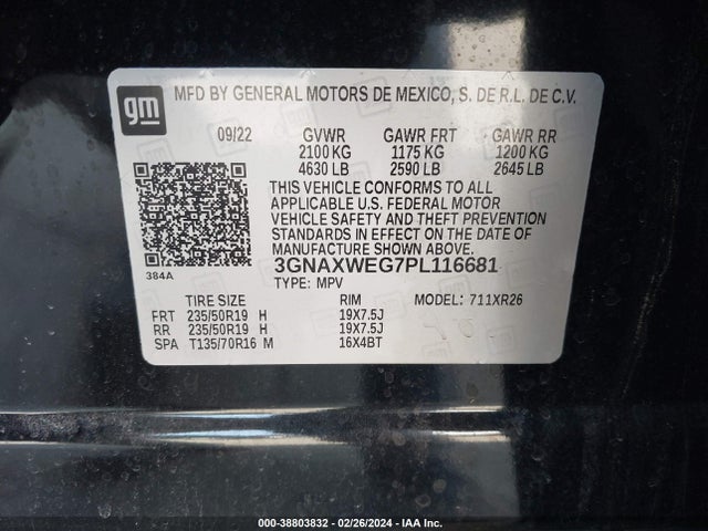 Chevrolet Equinox Awd Rs 2023 3GNAXWEG7PL116681 Image 9