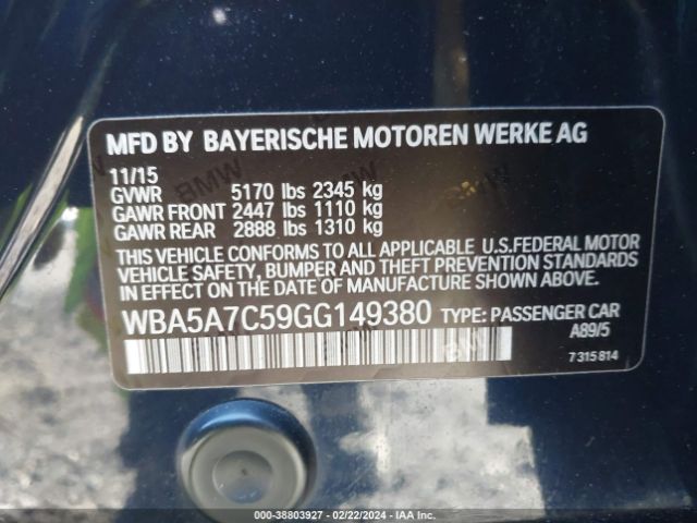 WBA5A7C59GG149380 BMW 528i Xdrive
