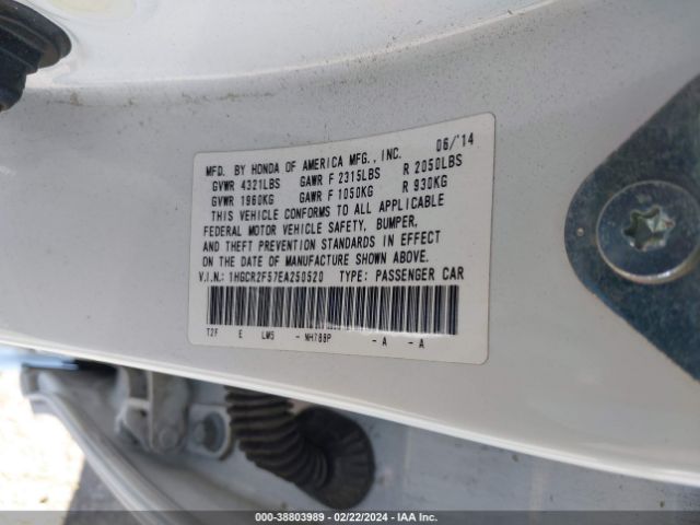 1HGCR2F57EA250520 Honda Accord Sport