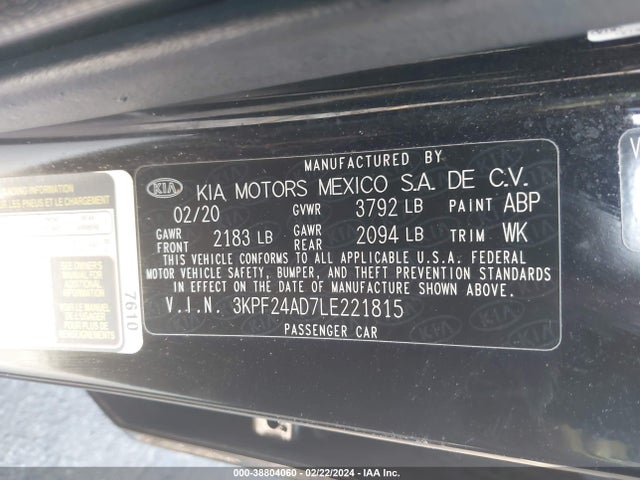 KIA Forte Lxs 2020 3KPF24AD7LE221815 Image 9