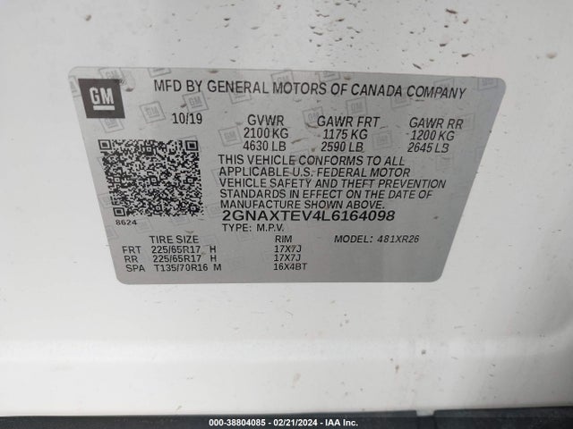 Chevrolet Equinox Awd 2fl 2020 2GNAXTEV4L6164098 Image 9