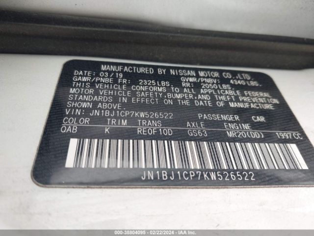 JN1BJ1CP7KW526522 Nissan Rogue Sport Sv