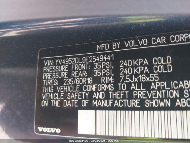 YV4952DL9E2549441 Volvo Xc60 3.2/3.2 Platinum/3.2 Premier/3.2 Premier Plus