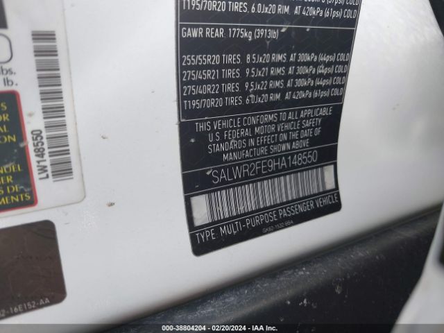 SALWR2FE9HA148550 Land Rover Range Rover Sport 5.0l V8 Supercharged/5.0l V8 Supercharged Dynamic
