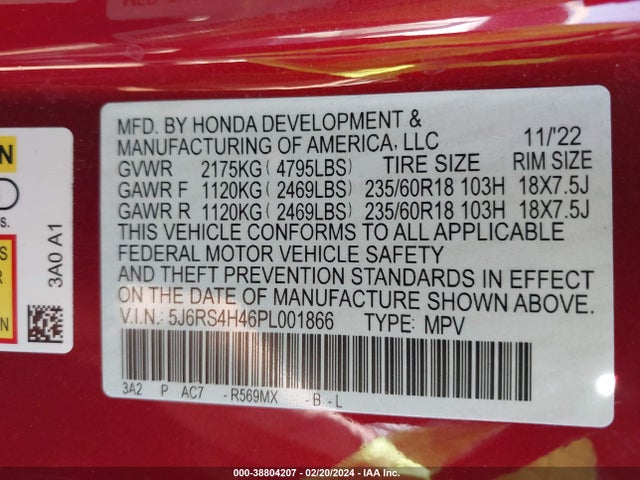 Honda Cr-v Ex Awd 2023 5J6RS4H46PL001866 Image 9
