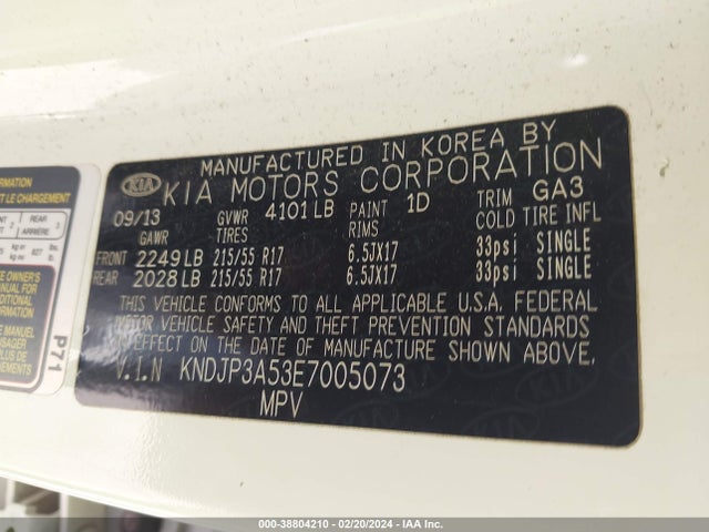 KIA SOUL + 2014 KNDJP3A53E7005073 Image 9