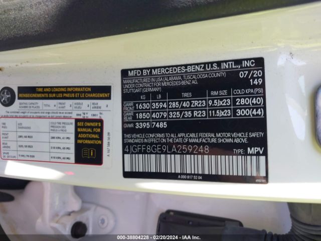 4JGFF8GE9LA259248 Mercedes-Benz Gls 580 4matic