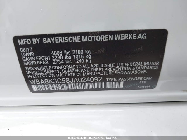 BMW 330i Xdrive 2018 WBA8K3C58JA024092 Image 9