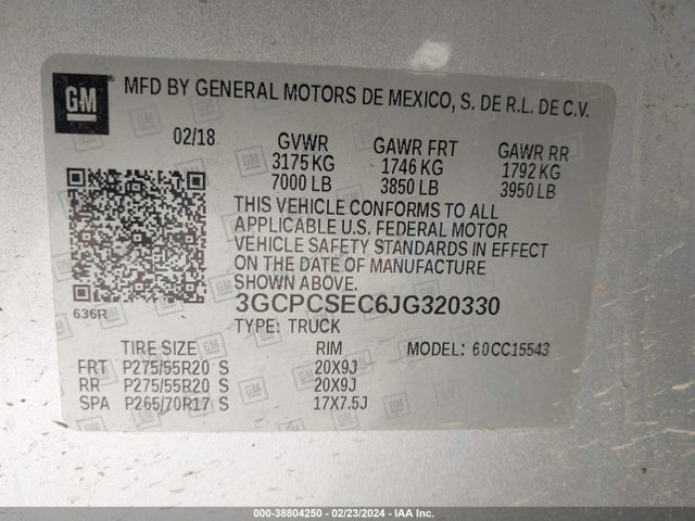 Chevrolet Silverado 1500 1lz 2018 3GCPCSEC6JG320330 Image 9