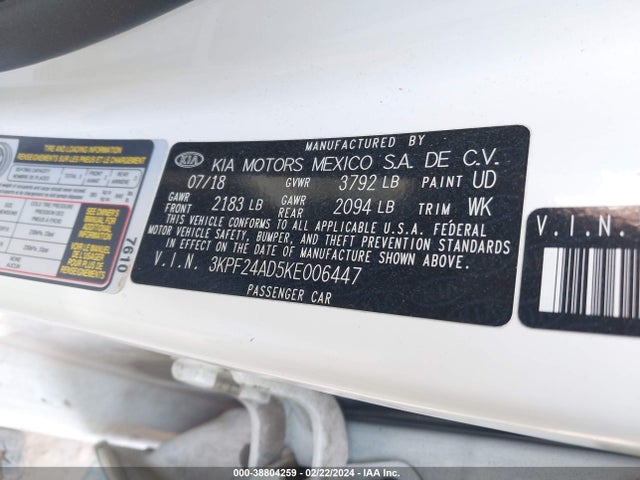 KIA Forte Lxs 2019 3KPF24AD5KE006447 Image 9