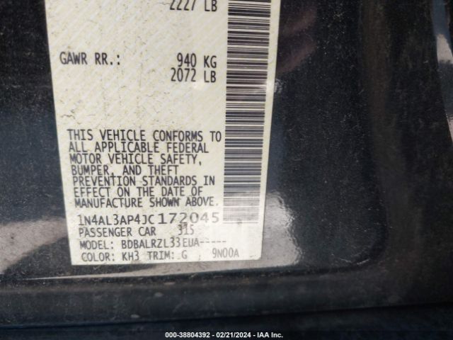 1N4AL3AP4JC172045 Nissan Altima 2.5 Sl
