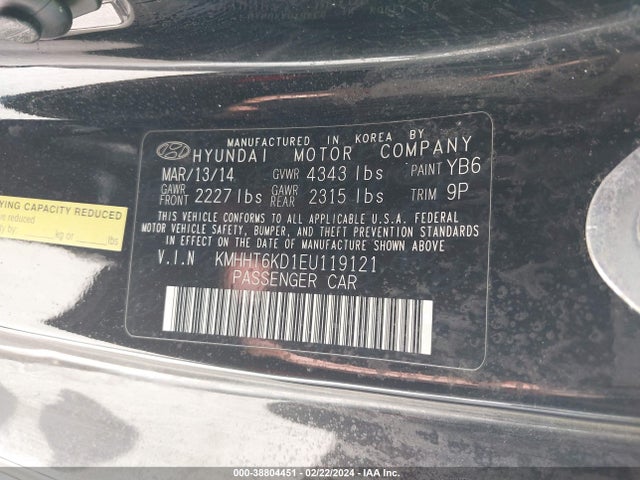 Hyundai Genesis 2.0t 2014 KMHHT6KD1EU119121 Image 9