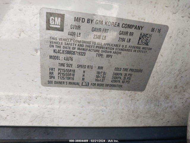 Buick Encore 2016 KL4CJESB8GB719320 Image 9