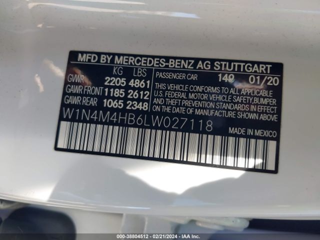W1N4M4HB6LW027118 Mercedes-Benz Glb 250 4matic