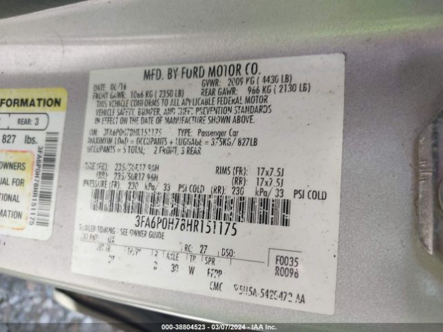3FA6P0H78HR151175 Ford FUSION SE