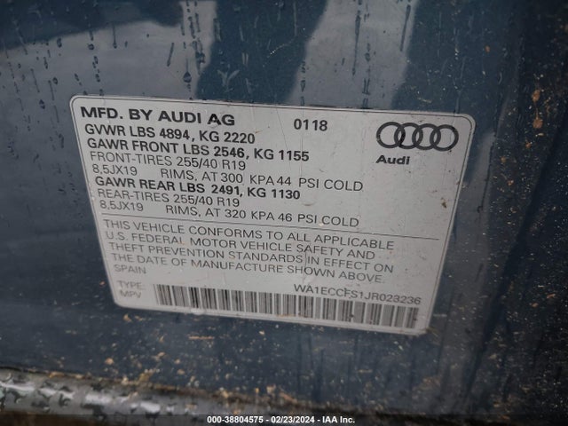 WA1ECCFS1JR023236 Audi Q3 2.0t Premium/2.0t Sport Premium