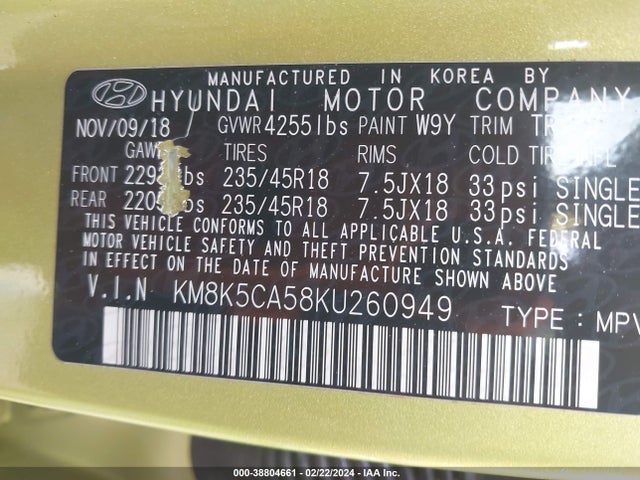 Hyundai Kona Ultimate 2019 KM8K5CA58KU260949 Image 9