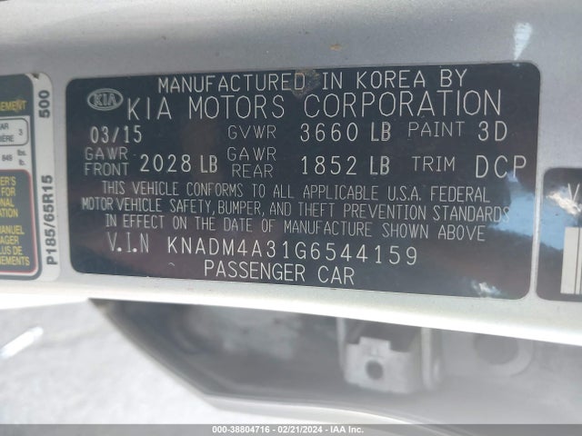 KIA RIO LX 2016 KNADM4A31G6544159 Image 9
