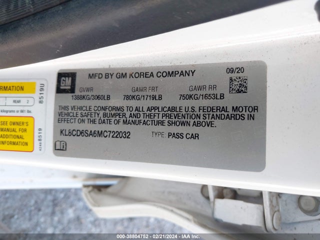 Chevrolet Spark Fwd 1lt Automatic 2021 KL8CD6SA6MC722032 Image 9