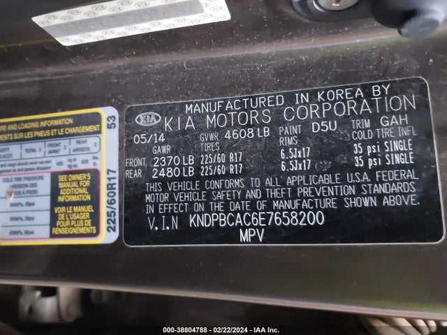 KIA Sportage Lx 2014 KNDPBCAC6E7658200 Image 9