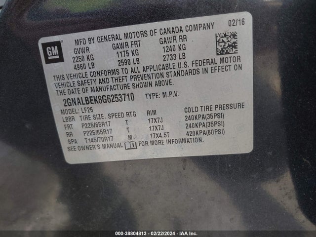 Chevrolet EQUINOX LS 2016 2GNALBEK8G6253710 Image 9