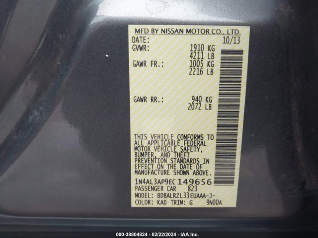 Nissan Altima 2.5 S 2014 1N4AL3AP9EC149656 Image 9
