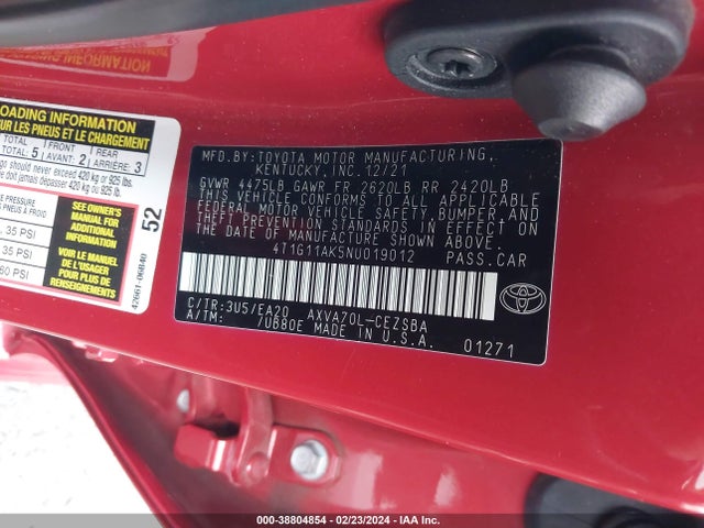 Toyota CAMRY SE 2022 4T1G11AK5NU019012 Image 9