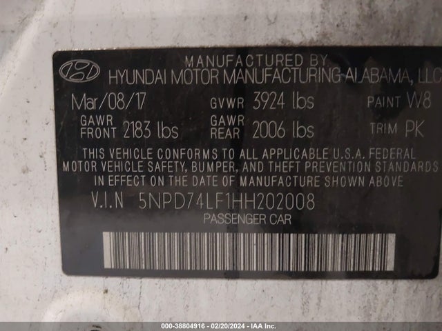 Hyundai ELANTRA SE 2017 5NPD74LF1HH202008 Image 9