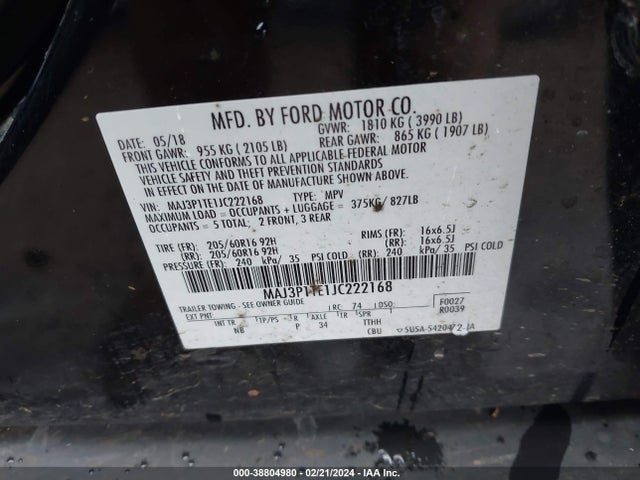 Ford Ecosport Se 2018 MAJ3P1TE1JC222168 Image 9