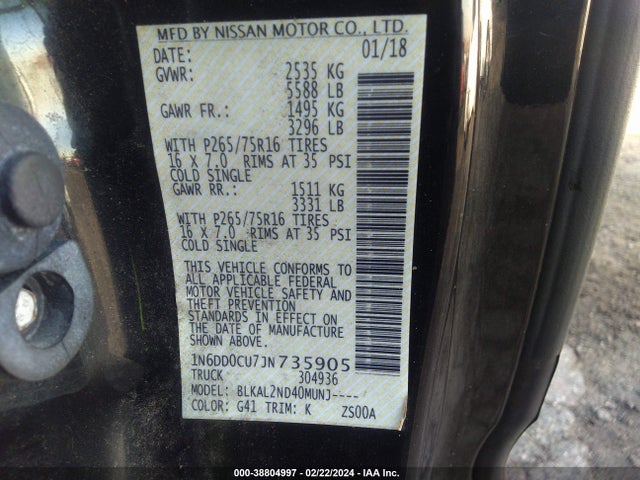 Nissan Frontier Desert Runner 2018 1N6DD0CU7JN735905 Image 9