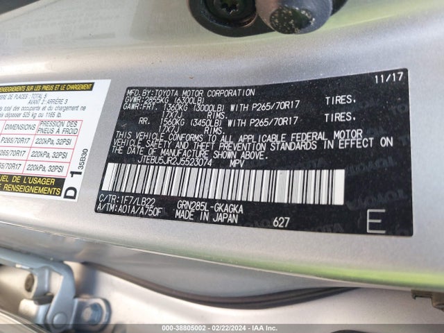 Toyota 4runner Sr5 Premium 2018 JTEBU5JR2J5523074 Image 9
