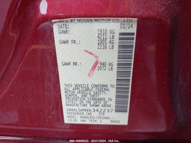 Nissan Altima 2.5 S 2014 1N4AL3AP6EN342237 Image 9