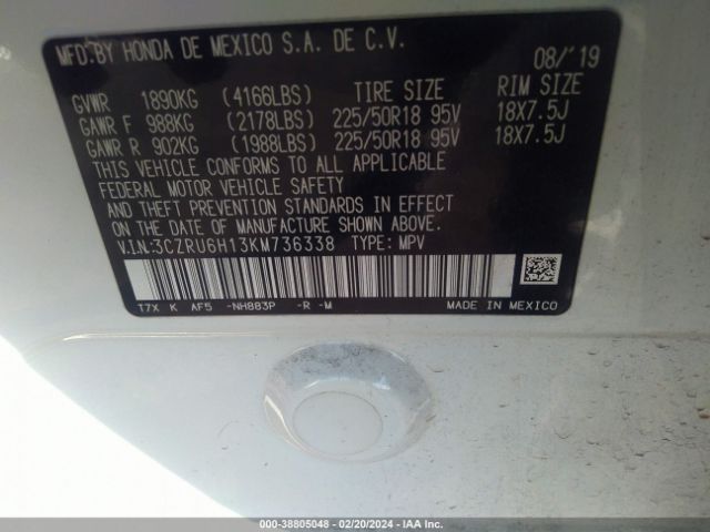 3CZRU6H13KM736338 Honda HR-V SPORT