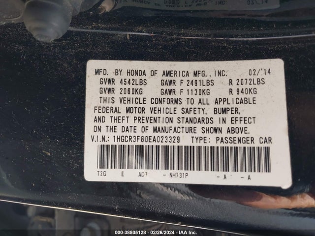 Honda Accord Ex-l V-6 2014 1HGCR3F80EA023329 Image 9