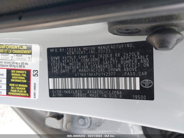 Toyota CAMRY XSE 2023 4T1K61AK4PU142377 Image 9