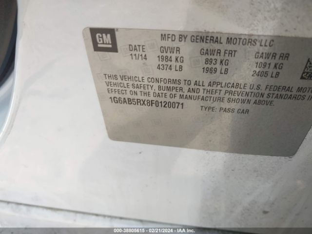 1G6AB5RX8F0120071 Cadillac ATS LUXURY