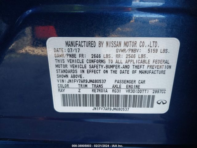 JN1FV7AR9JM480537 Infiniti Q50 3.0t Red Sport 400