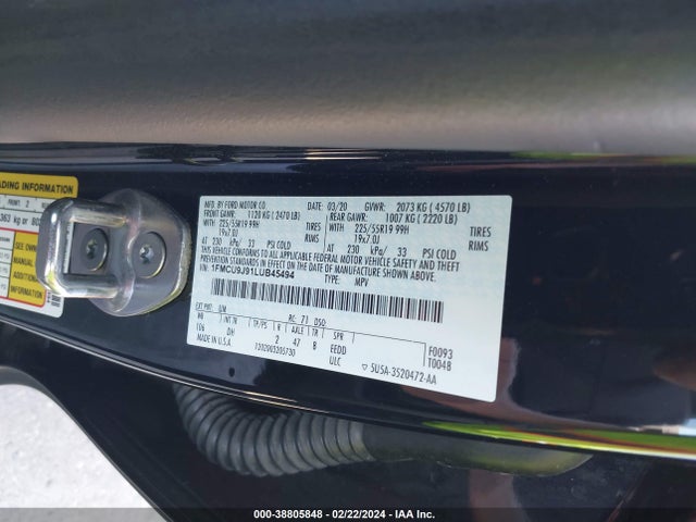 Ford Escape Titanium 2020 1FMCU9J91LUB45494 Image 9