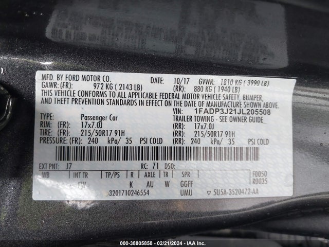 Ford Focus Titanium 2018 1FADP3J21JL205508 Image 9