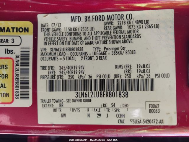 3LN6L2LU8ER801838 Lincoln MKZ HYBRID