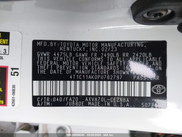 Toyota CAMRY LE 2023 4T1C11AK0PU782797 Image 9