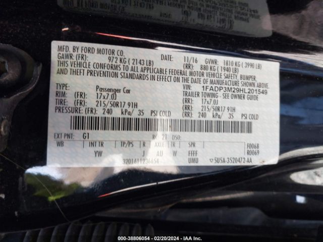 1FADP3M29HL201549 Ford FOCUS SEL