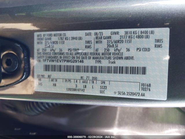1FTVW1EV7PWG29146 Ford F-150 Lightning Lariat