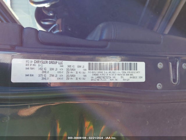 2011 JEEP GRAND CHEROKEE OVERLAND VIN: 1J4RR6GTXBC722734