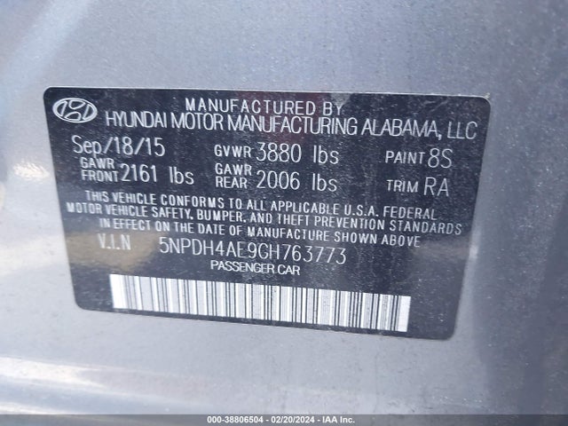 Hyundai ELANTRA SE 2016 5NPDH4AE9GH763773 Image 9