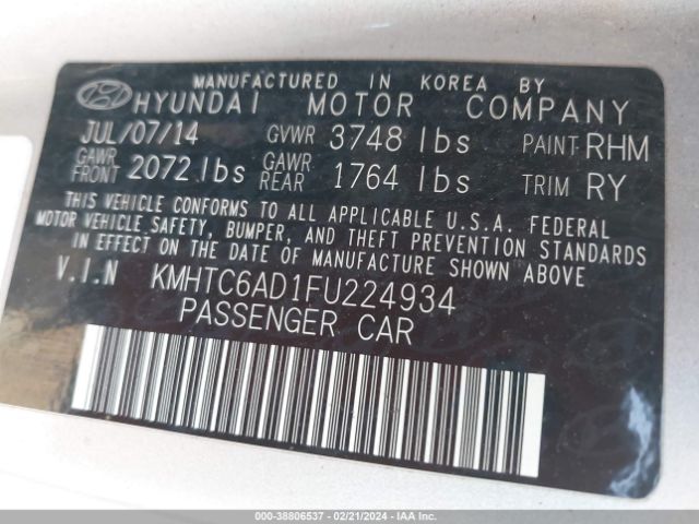 KMHTC6AD1FU224934 Hyundai Veloster