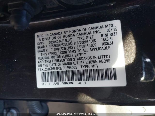 Honda CR-V LX 2015 2HKRM4H37FH694005 Image 9