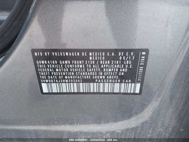 Volkswagen Jetta 1.4t Se 2017 3VWDB7AJ3HM393042 Image 9