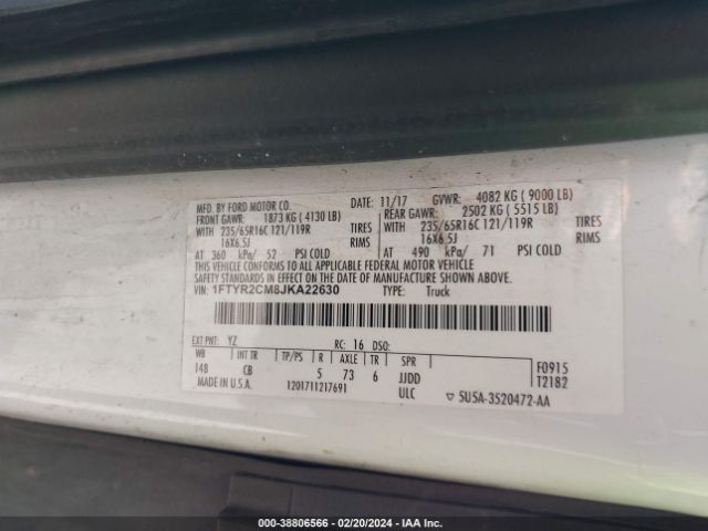 1FTYR2CM8JKA22630 Ford Transit-250